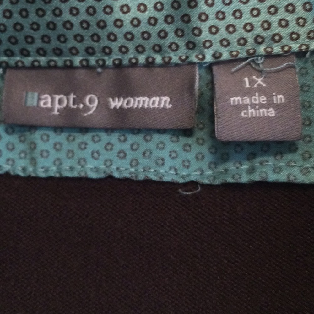 Apt. 9 Sweater/Blouse with belt, brown/turquoise, size 1X - Picture 4 of 7